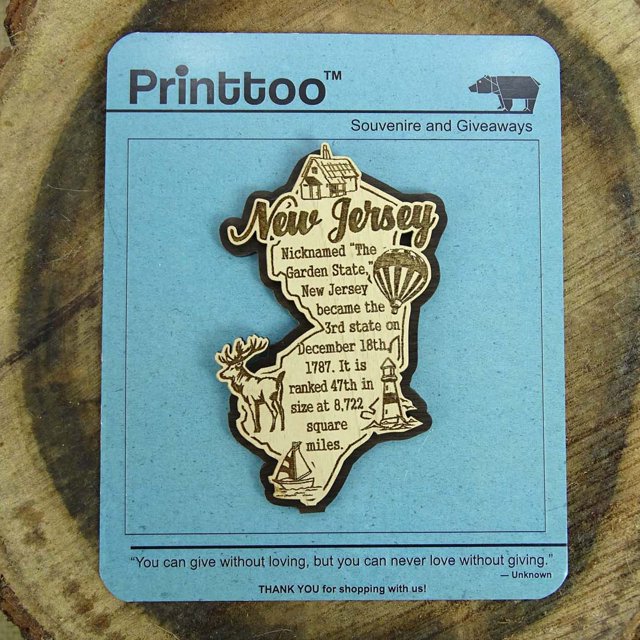 USA New Jersey State Map Wooden Magnet Souvenir Fridge Magnet Gift