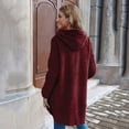thumbnail image 4 of Qertyioot Women Plus Size Button Plush Tops Hooded Loose Cardigan Wool Coat Winter Jacket, 4 of 5