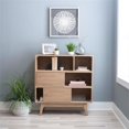 thumbnail image 2 of Pemberly Row Bookcase 3 Open Shelves 2 Sliding Door Panels in Natural, 2 of 12