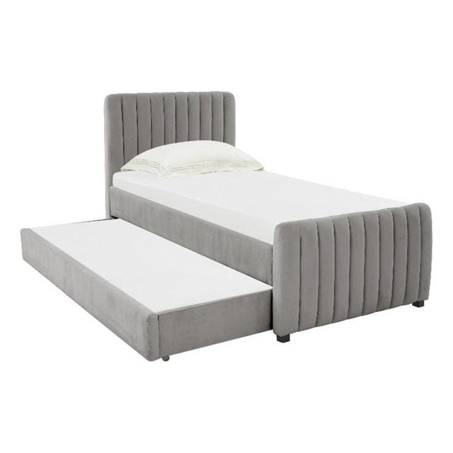TOV Furniture Lit Gigogne en Velours Gris Angela Taille Simple