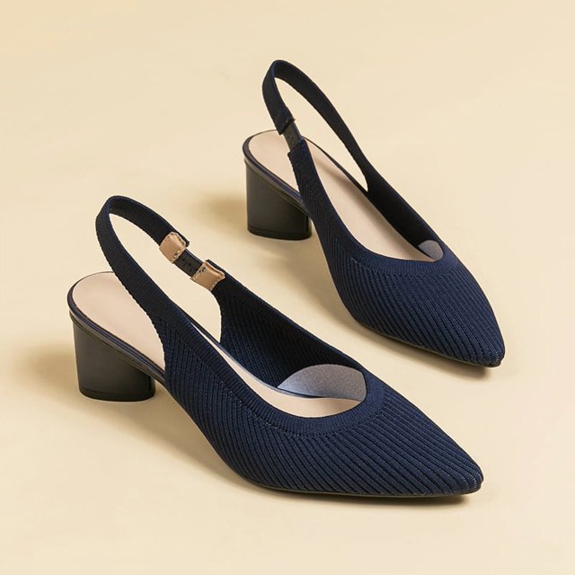 Sandales à Talons Hauts en Tricot pour Femmes avec Design Rayé, Talon Épais Rond (2 Po) - Collection 2025