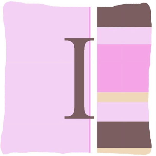 Carolines Treasures CJ1005-IPW1414 Lettre I Initiale Monogramme - Rayures Roses Coussin Décoratif en Tissu Intérieur & Extérieur