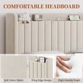 thumbnail image 4 of Yaheetech Cadre de Lit Rembourré en Velours avec Prises de Recharge et Ports USB, Double, Beige, 4 of 7