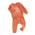 thumbnail image 1 of Faithtur 2PCS Baby Girls Fall Outfits Long Sleeve Rainbow Print Sweatshirt + Pants Set Toddler Clothes, 1 of 9