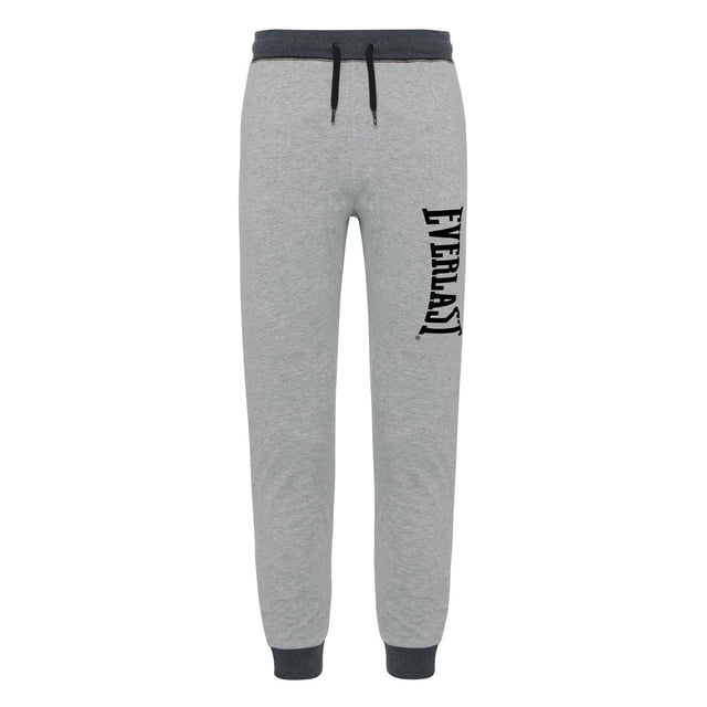 Everlast Jersey Pajama Pant in grey with dark grey waistband and cuffs, black drawstring, and vertical Everlast logo on the left leg, made from soft, breathable cotton blend fabric with a loose fit and side pockets, ideal for lounging, sleeping, or light activities.