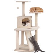 Gymax Cat Tree Multi-Level Cat Tower w/ Top Perches & Cozy Condo Climbing Ladder Beige