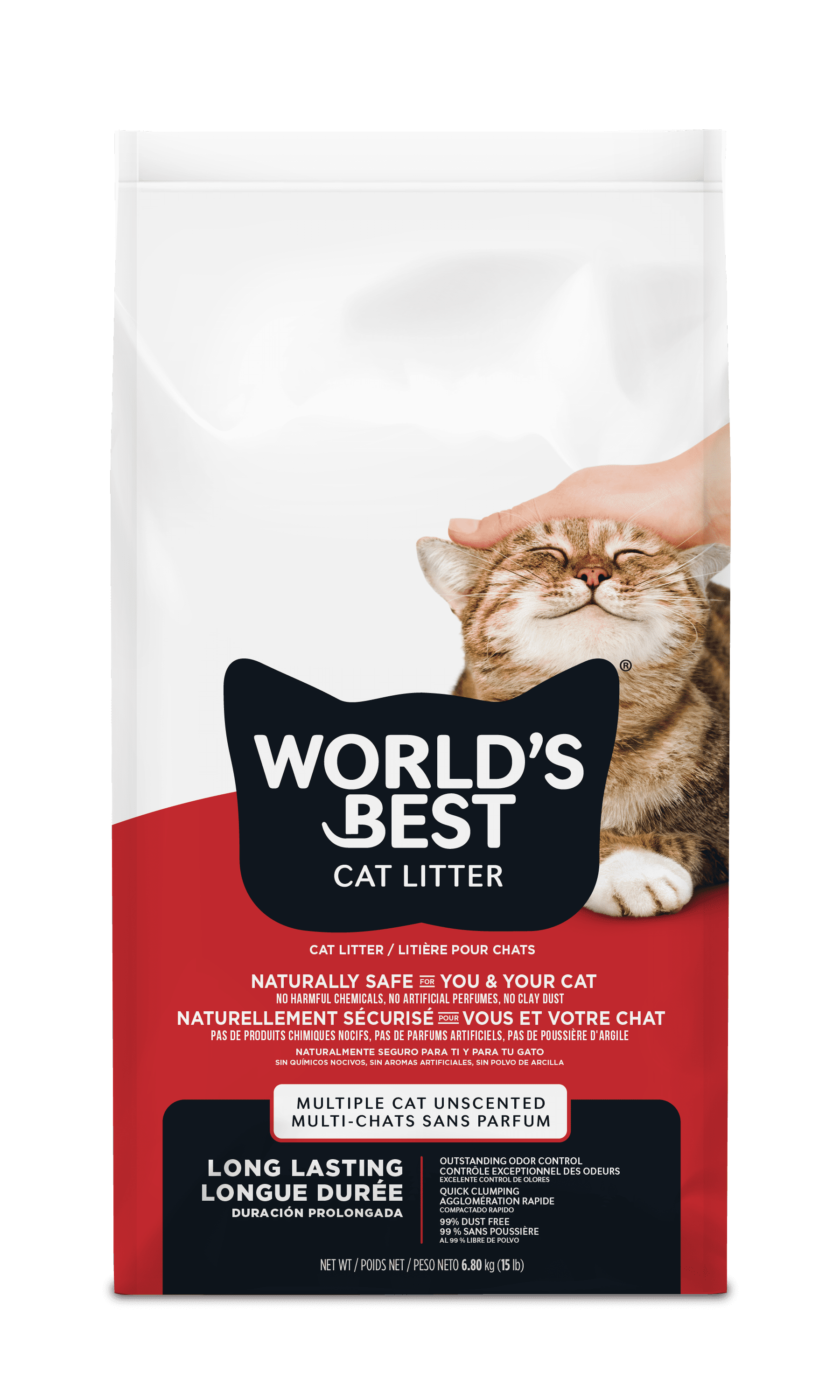 World's Best Cat Litter Natural Clumping Multiple Cat Corn Cat Litter, Unscented, 15 lb Bag