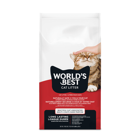 World's Best Cat Litter Natural Clumping Multiple Cat Corn Cat Litter, Unscented, 15 lb Bag