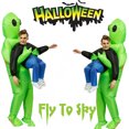thumbnail image 1 of Adults Inflatable Monster Costume Green Alien Carrying Human Cosplay Christmas Halloween, 1 of 9