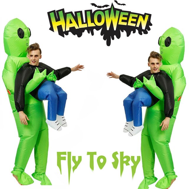 Adults Inflatable Monster Costume Green Alien Carrying Human Cosplay Christmas Halloween