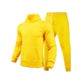 thumbnail image 1 of Innerwin Tracksuit Set Solid Color Men Sweatsuit Sports Hooded Athletic 2 Piece Jogging Suits Yellow S, 1 of 2