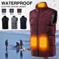 thumbnail image 4 of CUH Gilet Chauffant pour Hommes Couleur Unie Décontracté Sans Manches Extérieur Rouge Vin G, 4 of 4