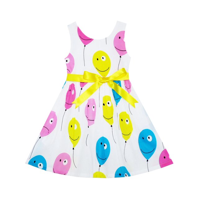 Robe Fille Colorée Visage Souriant Ballon Volant vers le Ciel 2 Ans