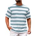 thumbnail image 1 of Pitauce T-Shirt à Manches Courtes Rayé pour Homme Col Ras du Cou Haut Basique Chemise Décontractée de Travail, 1 of 4