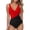 Red, variant on VBTAPA Women's One Piece Swimsuit Color Block Bathing Suit Tummy Control V Neck Wrapped Ruched Swimwear Prime Sales Today Hot Pink M