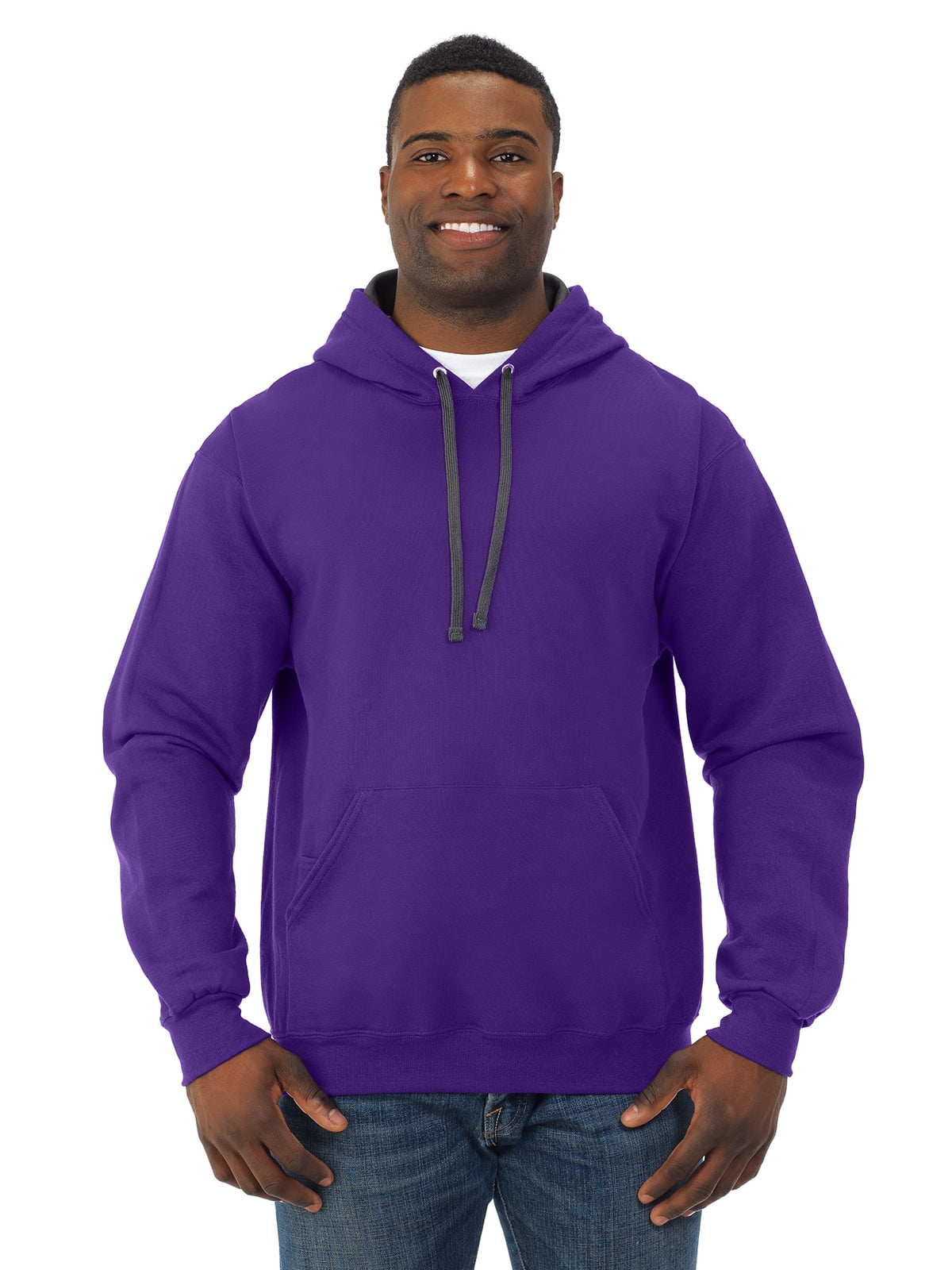 Fruit Of The Loom Mens Sofspun Hooded Sweatshirt, L, Purple