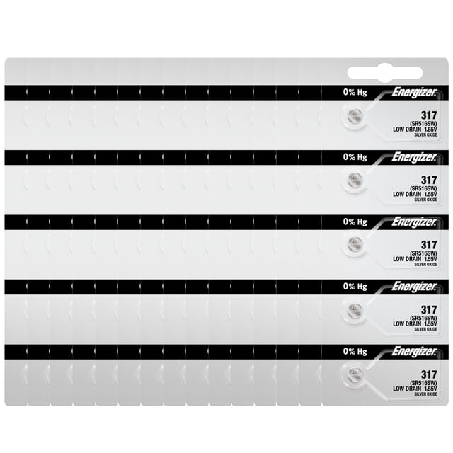 Energizer 317 SR516SW Silver Oxide Watch Battery (100 Pack)