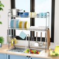 thumbnail image 2 of Over The Sink Dish Drying Rack,2 Tier 304 Stainless Steel Dish Rack Over Sink with Utensil Holder Cutting Board Holder for Kitchen Counter (Silver), 2 of 8