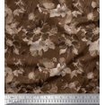 thumbnail image 1 of Soimoi Brown Modal Satin Fabric Leaves & Floral Decor Fabric Printed BTY 42 Inch Wide, 1 of 1