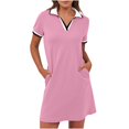 thumbnail image 1 of Dvprdro Robe d'Été pour Femmes Mode Classique Unie Manches Courtes Mini Robe Décontractée Poches Ample Tennis Golf Chemise Robe, 1 of 5