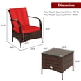 thumbnail image 2 of Costway Ensemble de Mobilier de Terrasse en Rotin Osier 3 Pcs Table Basse et 2 Chaises en Rotin avec Coussins, 2 of 9