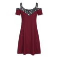 thumbnail image 4 of Gspmoly Robes pour Femmes, Robe Aguichant Imprimée à Épaules Dénudées pour Femmes, Robe d'Été Courte à Manches Courtes à Col en V, Robes de Soirée pour Femmes jusqu'à 65 % de Rabais, 4 of 6