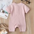 thumbnail image 3 of Wangsaura Newborn baby short-sleeved solid color knitted ribbed buttonjumpsuit, 3 of 7