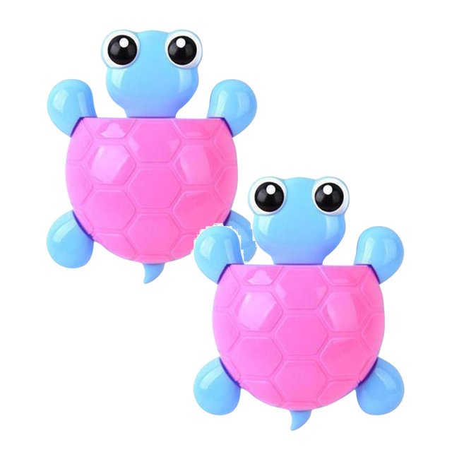 Oleegame 2PC Produce Storage Cute Animal Toothbrush Holder Turtle Strong Suction Cup Toothbrush Toothpaste Storage Rack Bathroom Wall-mounted Toothbrush Holder Pink
