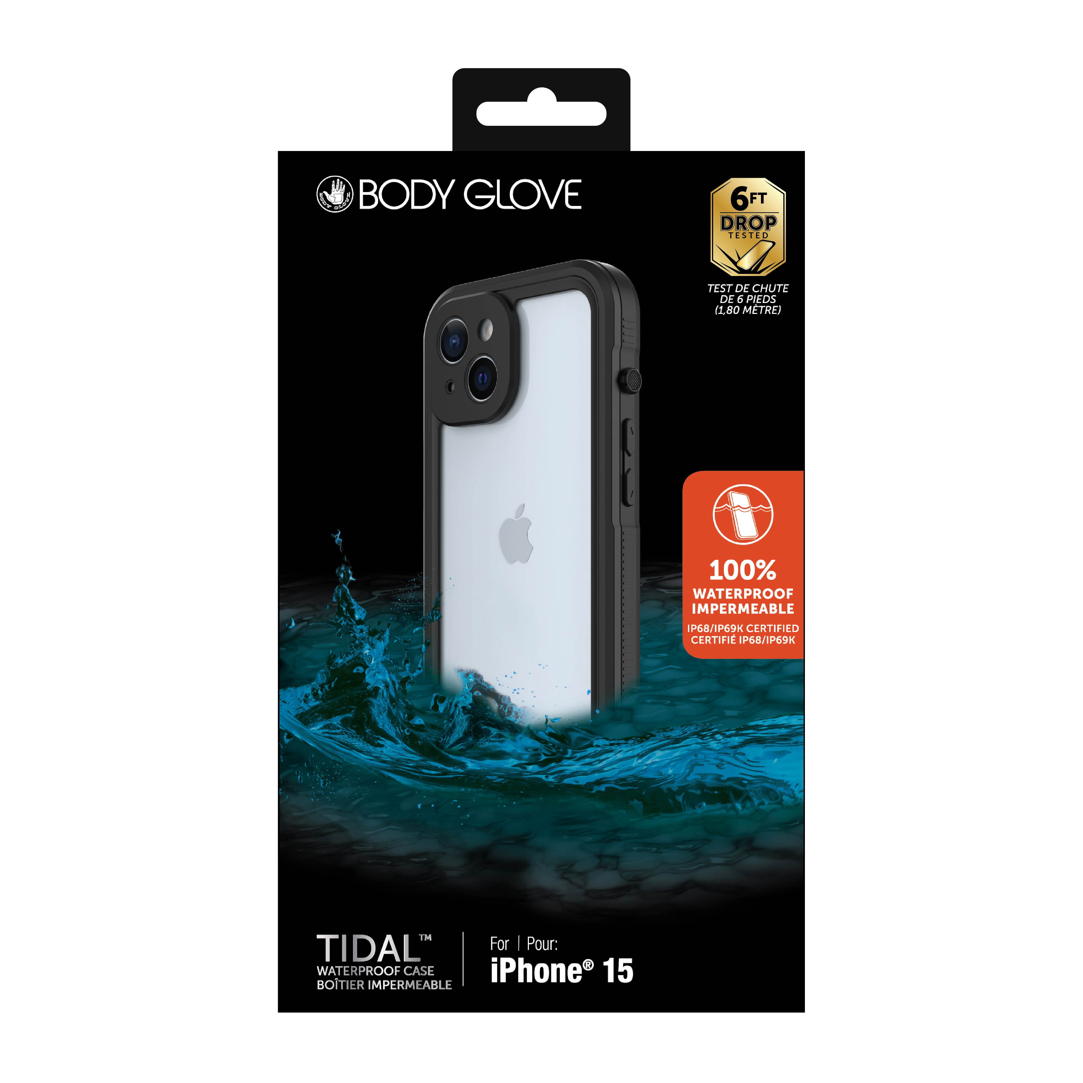 Coque étanche Body Glove Tidal pour iPhone 15 - Noir/Transparent