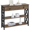 thumbnail image 1 of Yaheetech 2-Tier X-Design Console Table for Entryway Living Room, Taupe Wood, 1 of 9