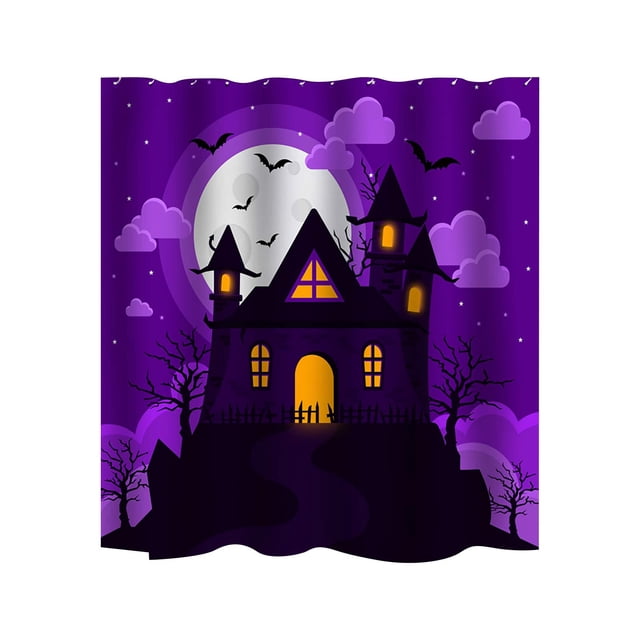 Halloween Themed Digital Printed Shower Curtain, Bathroom Waterproof Curtain