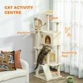 thumbnail image 4 of PawHut 54" Cat Tree Tower with Scratching Posts, Cat Condos, Cream White, 4 of 10