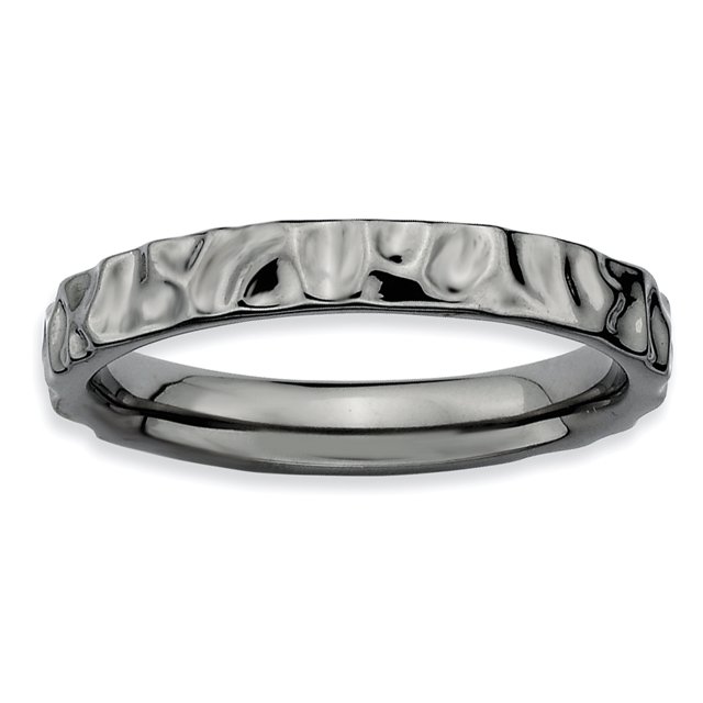 Bague Plaquée Noire en Argent Sterling Stackable Expressions Taille 6