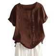 thumbnail image 2 of WEIYLL Ladies T Shirts Plus Boho Button Loose Size Solid Brown Tee Sizes XXXXXL, 2 of 4