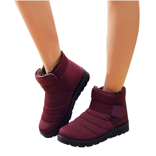 Bottes d'Hiver Femmes Imperméables Chaussures de Neige Plates Bottines Décontractées Chaussures Grande Taille