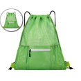 thumbnail image 1 of Dvruxg Mesh Drawstring Backpack Bag, Gym Sports Bag with Zipper Pocket Bottle Holder, String Beach Bag for Swiming Travel(Green), 1 of 5