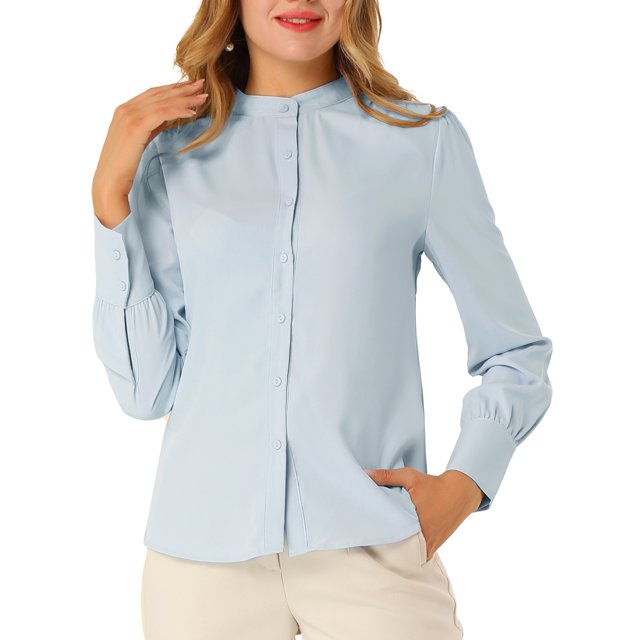 INSPIRE CHIC Chemises à Manches Longues pour Femmes avec Col Montant et Boutons