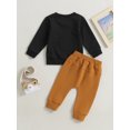 thumbnail image 4 of FAROOT Baby Boys Pants Set,Crew Neck Letters Print Sweatshirt with Elastic Waist Sweatpants, 4 of 8