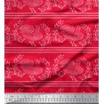 thumbnail image 1 of Soimoi Poly Georgette Fabric Stripe,Leaves & Hen Block Print Fabric by The Yard 52 Inch Wide, 1 of 4