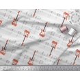 thumbnail image 2 of Soimoi White polyester Crepe Fabric Notes & Guitar Musical Instrument Printed Craft Fabric by the Yard 52 Inch Wide, 2 of 5