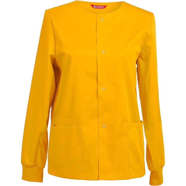 Womens Scrub Jacket Workwear Snap Front Warm-up Scrubs Jacket