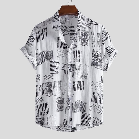 CEHVOM Men Hawaiian Short Sleeve Beach Shirt Printed Summer Casual Button Down Shirts
