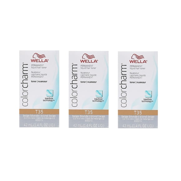WELLA COLOR CHARM Permanent Beige Blonde Liquid Toner (3 Pack) 3 x HC-T35