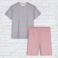 thumbnail image 5 of Ensembles de Pyjama pour Femmes, Ensemble de Pyjama pour Femmes à Manches Courtes Unies avec Haut à Laitue et Short, Cadeaux pour Femmes, P, 5 of 5