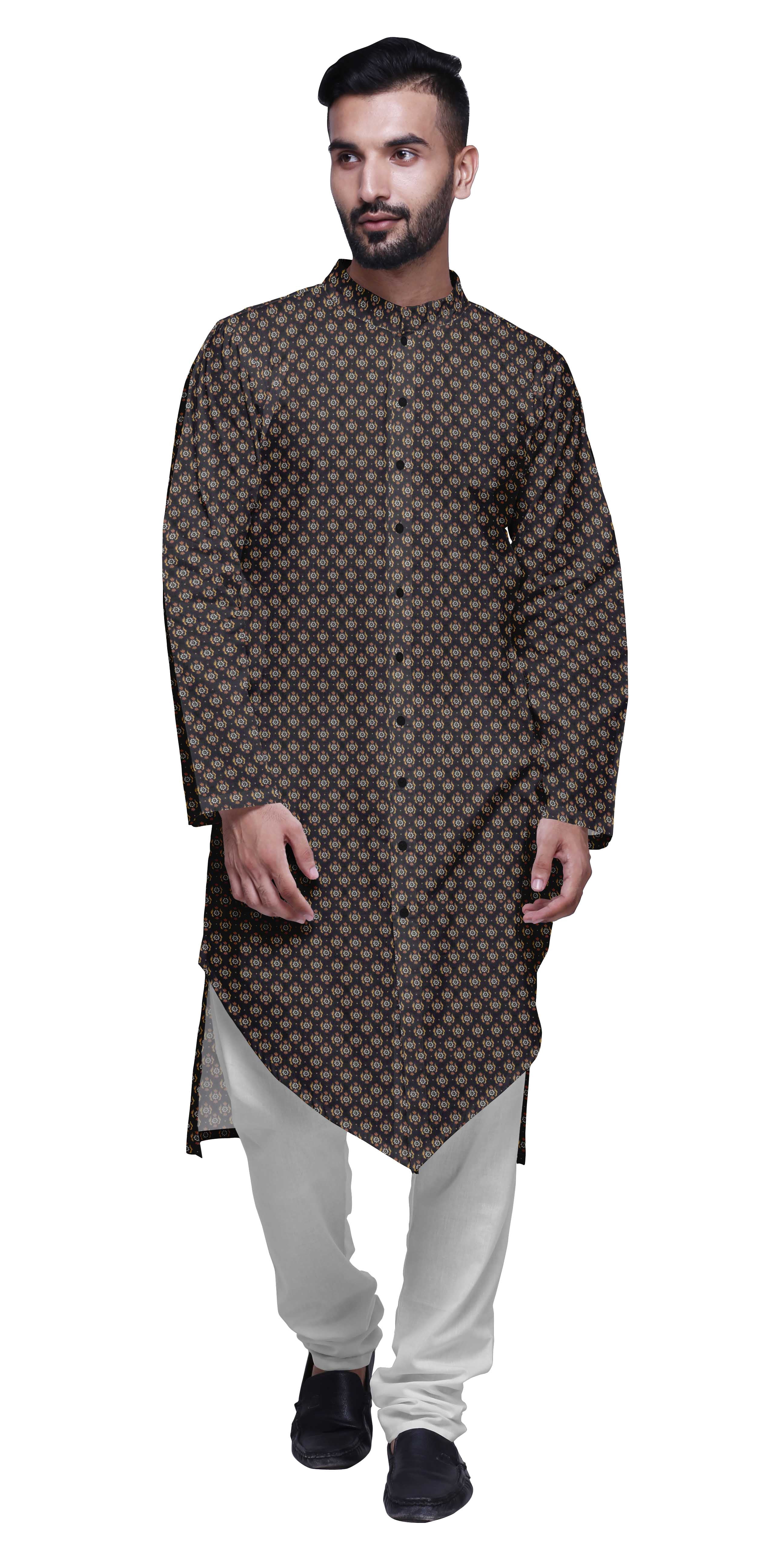 Atasi Kurta à Manches Longues Imprimé avec Ensemble de Pyjama pour Hommes Vêtements d'Été