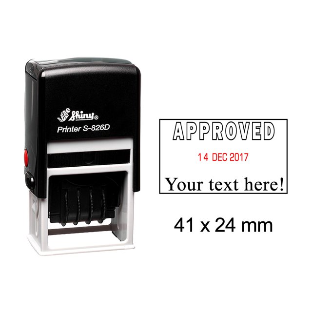 Self Inking Shiny Date Stamp With Approved & Text Ofiice Stationery Rubber Stamper S-826D