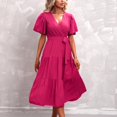 thumbnail image 4 of B91xZ Plus Size Dresses for Women Robe Décontractée Ample Cache-Ventre avec Poches, Rose Vif m, 4 of 4
