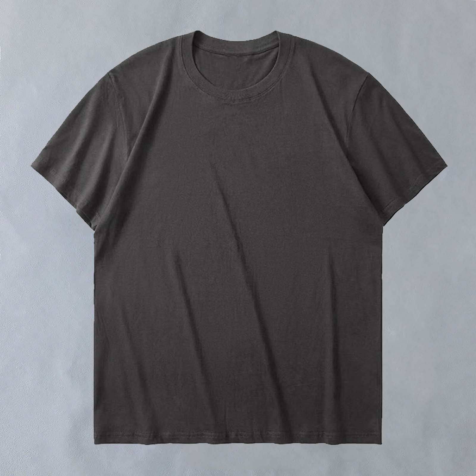 asjyhkr T-Shirts pour Hommes Coton Été 2025 Col Rond Manches Courtes Hauts Coupe Ample Confortables T-Shirts Unis