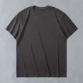 thumbnail image 2 of Pisexur T Shirts for Man , Hommes Couleur Unie Mode Décontractée Ventilée Col Rond Exercice Manches Courtes Haut Gris Foncé, S Chemises de Golf Hommes & Chemises Hommes, 2 of 4