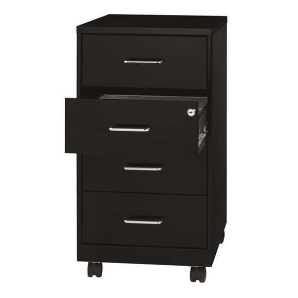Space Solutions 18" Deep 4 Drawer Metal Mobile Organizer Black